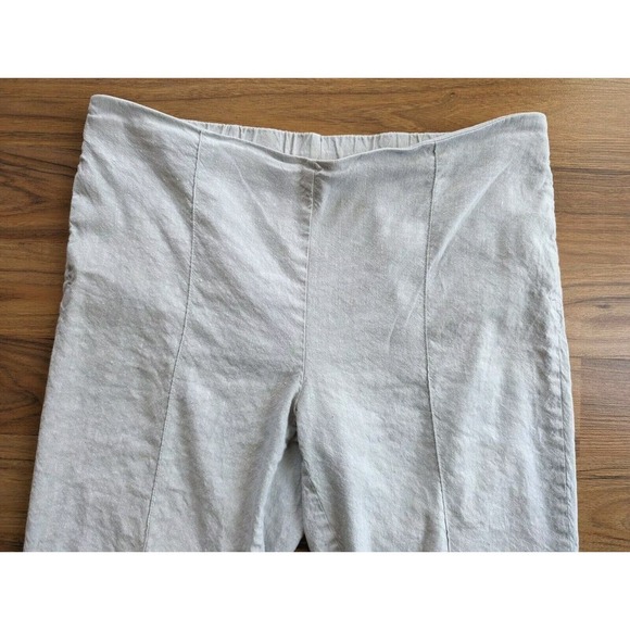 J Jill Linen Elastic Waist Linen Crop Pockets Pull On Pants Xl Capris Oatmeal A2 - Picture 2 of 13